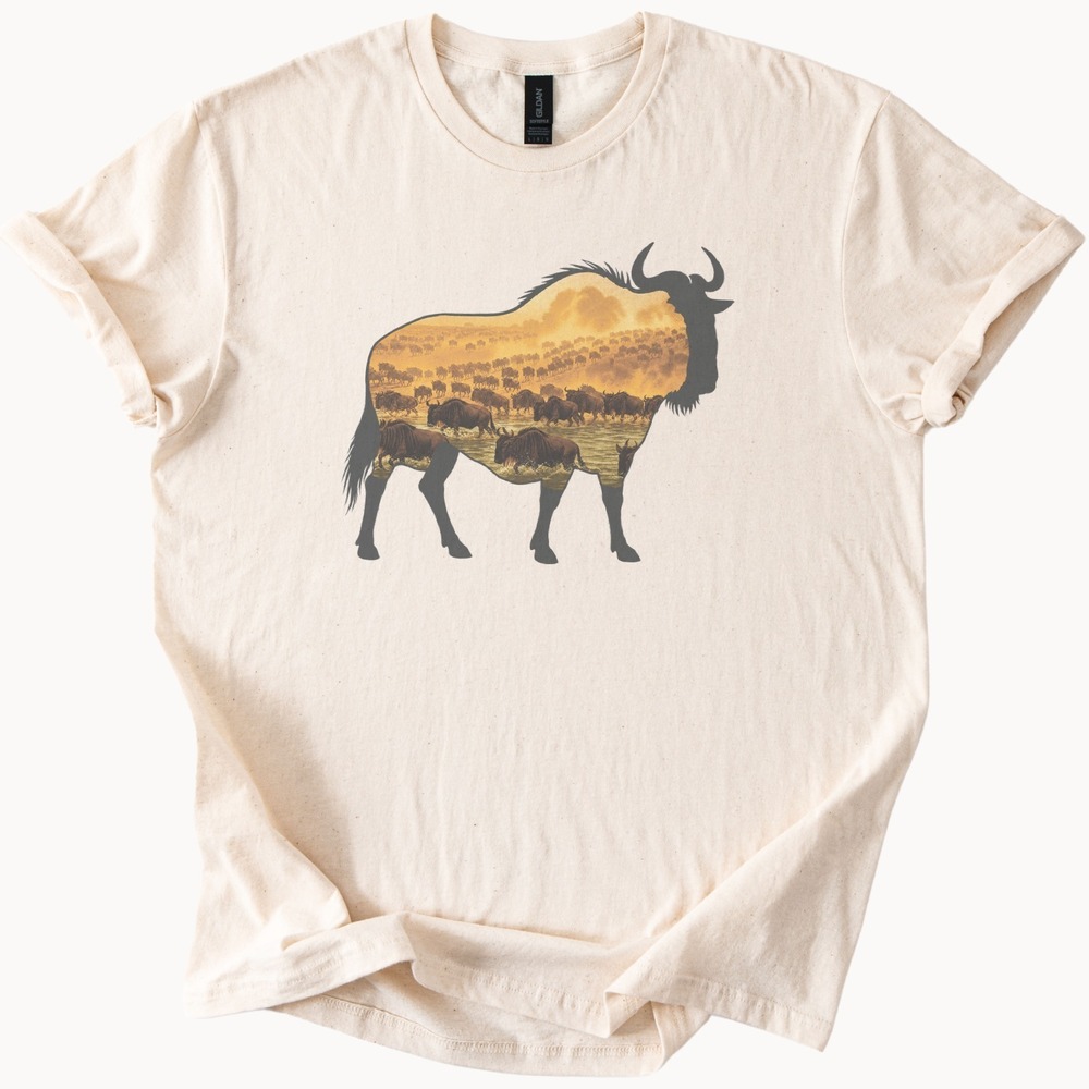 Silhouette of Wildebeest Migration Graphic Tee